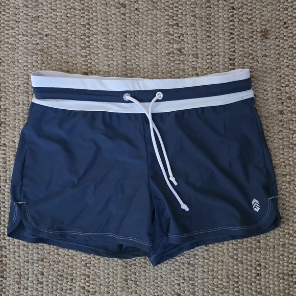 Free Country Blue Swim Shorts with White Accents - Picture 1 of 4